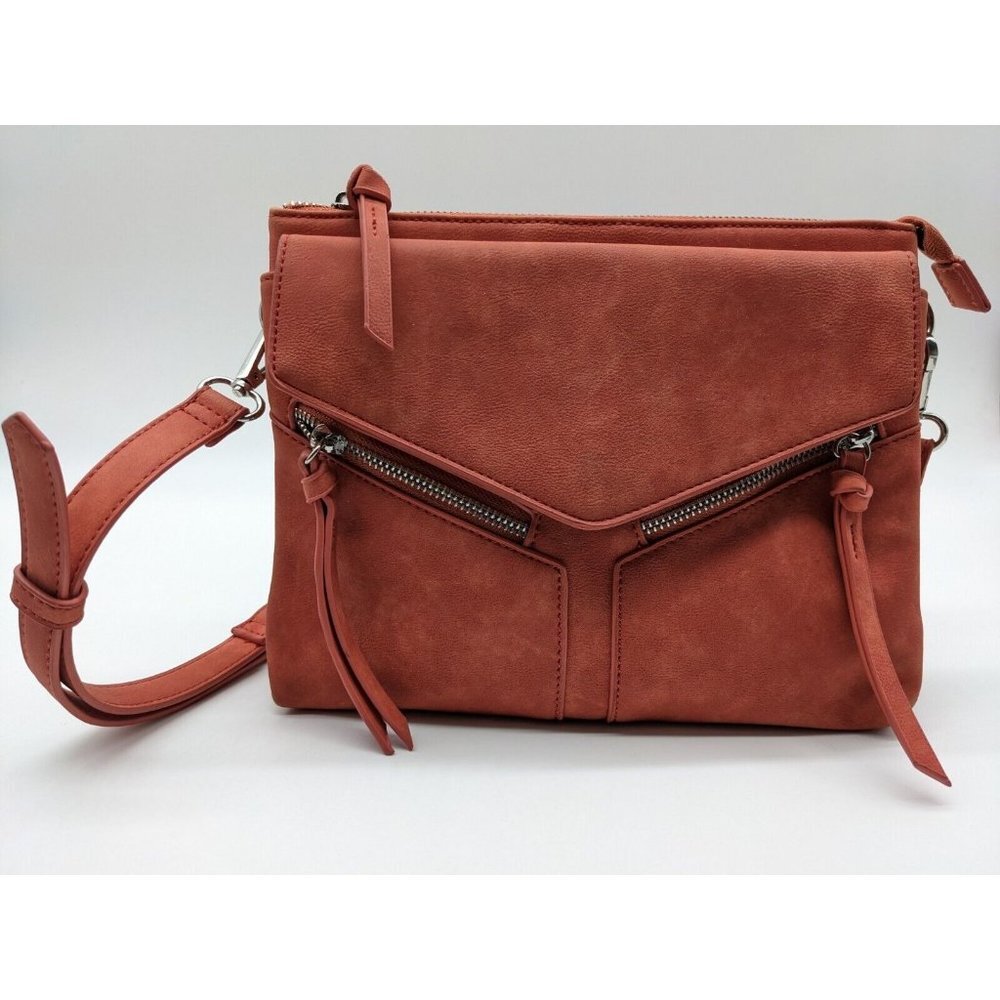 FREE PEOPLE faux-leather zippers women's crossbody bag - CORAL